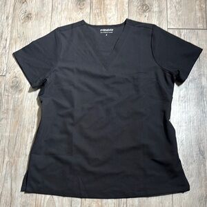 Mandala Black Women's Scrub Top Size Medium